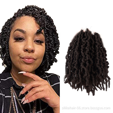 Hot Selling Brown 10inch Fluffy Short Curly Pre twisted Braids Spring Passion Twist Crochet Braiding Synthetic Hair Extensions